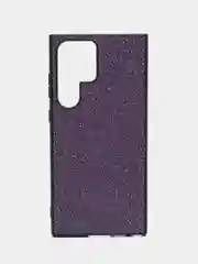 Фиолетовый блестящий чехол для Samsung Galaxy S23 Ultra пластиковый ROSCO с силиконом, со стразами
