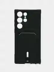 Тёмно-зелёный чехол для Samsung Galaxy S23 Ultra, Самсунг С23 ультра силиконовый, с карманом для карты