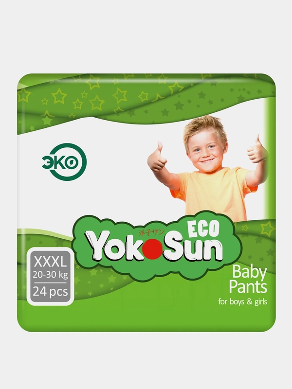 Детские подгузники-трусики YokoSun Eco размер XXXL (20-30 кг), 24 шт.