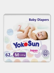 Подгузники YokoSun на липучках, размер М (5-10 кг), 62 шт.