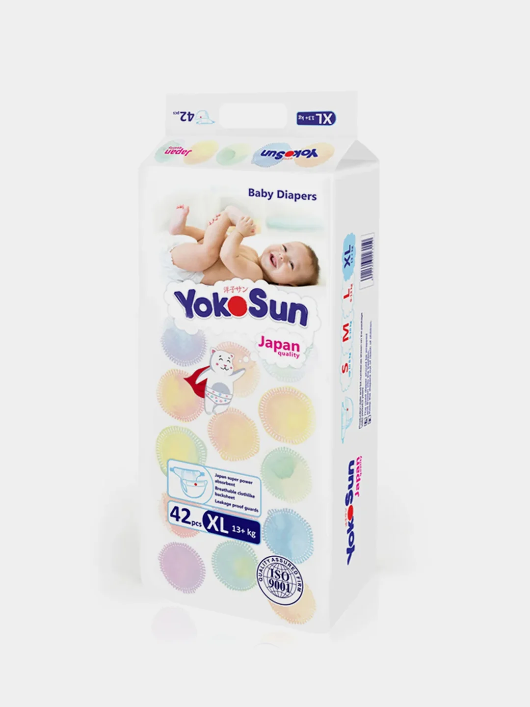 Подгузники YokoSun на липучках, размер XL, 13+ кг, 42 штуки