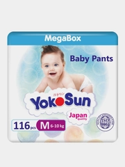 Подгузники-трусики Megabox, YokoSun, 116 штук (2 упаковки по 58 штук), размер M (6-10 кг)
