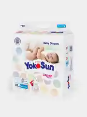 Подгузники YokoSun на липучках, размер S, до 6 кг, 82 штук