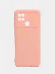 Пудровый силиконовый чехол на Xiaomi Poco C40 ( Сяоми Поко С40 ) прозрачный , защита камеры