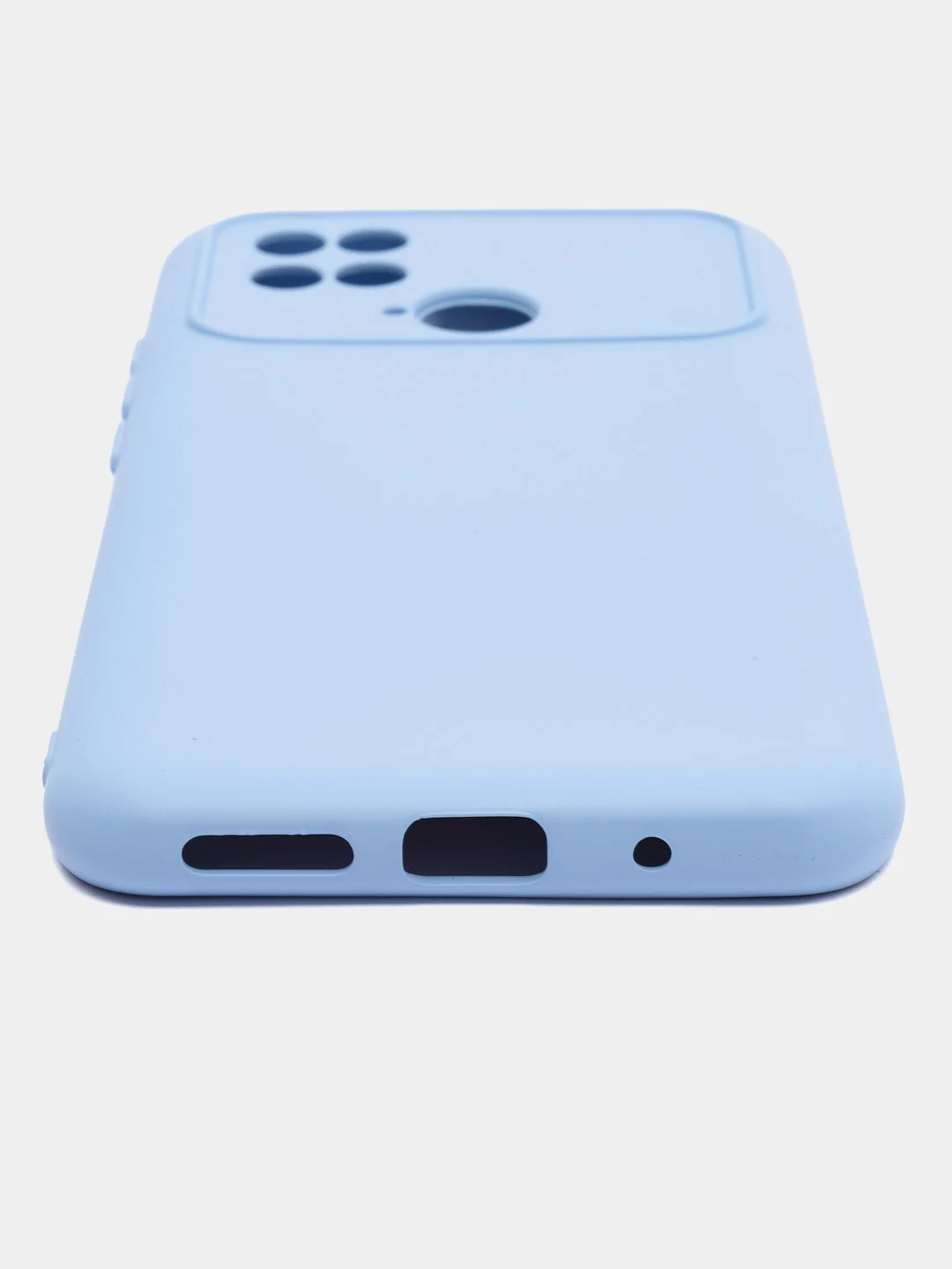 Светло-синий силиконовый чехол на Xiaomi Poco C40 ( Сяоми Поко С40 ) прозрачный , защита камеры