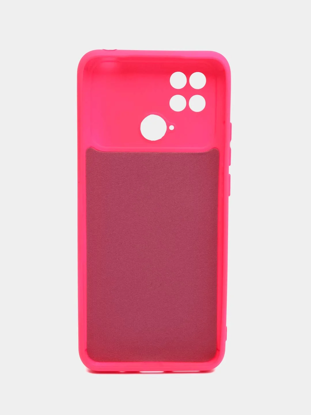 Тёмно-розовый силиконовый чехол на Xiaomi Poco C40 ( Сяоми Поко С40 ) прозрачный , защита камеры