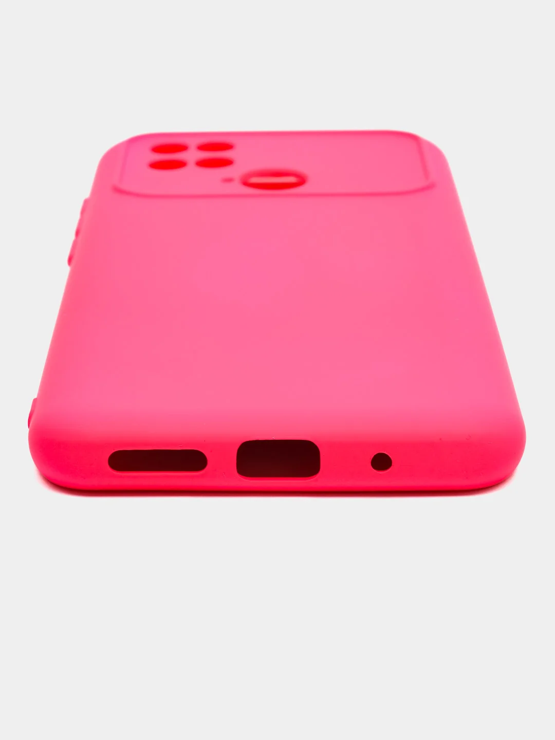 Тёмно-розовый силиконовый чехол на Xiaomi Poco C40 ( Сяоми Поко С40 ) прозрачный , защита камеры