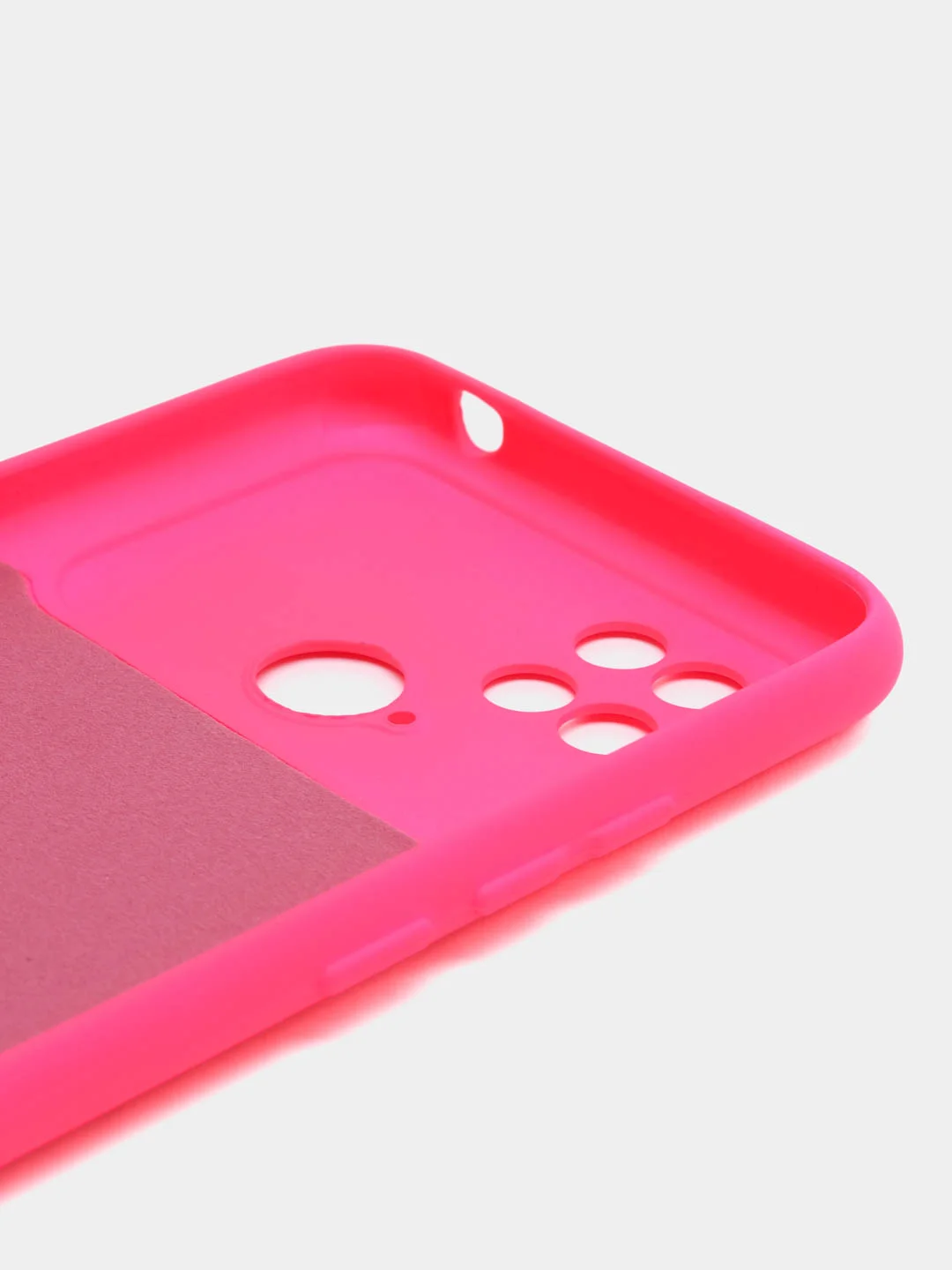 Тёмно-розовый силиконовый чехол на Xiaomi Poco C40 ( Сяоми Поко С40 ) прозрачный , защита камеры