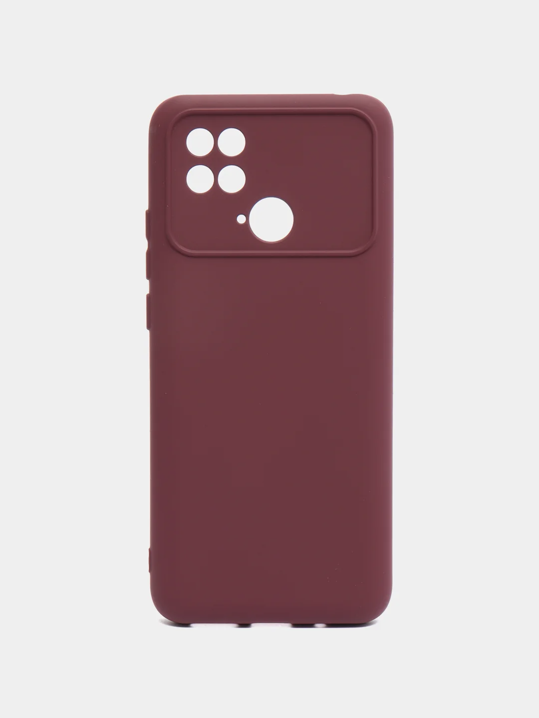 Бордовый силиконовый чехол на Xiaomi Poco C40 ( Сяоми Поко С40 ) прозрачный , защита камеры