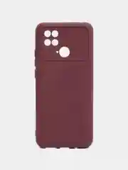 Бордовый силиконовый чехол на Xiaomi Poco C40 ( Сяоми Поко С40 ) прозрачный , защита камеры