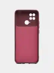 Бордовый силиконовый чехол на Xiaomi Poco C40 ( Сяоми Поко С40 ) прозрачный , защита камеры