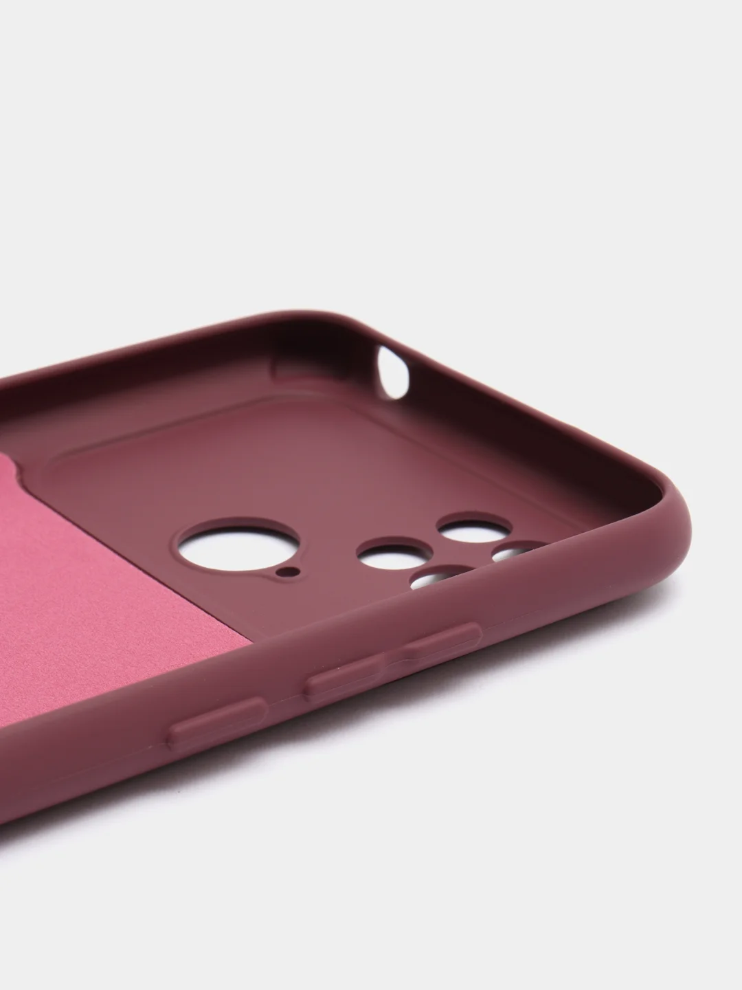 Бордовый силиконовый чехол на Xiaomi Poco C40 ( Сяоми Поко С40 ) прозрачный , защита камеры