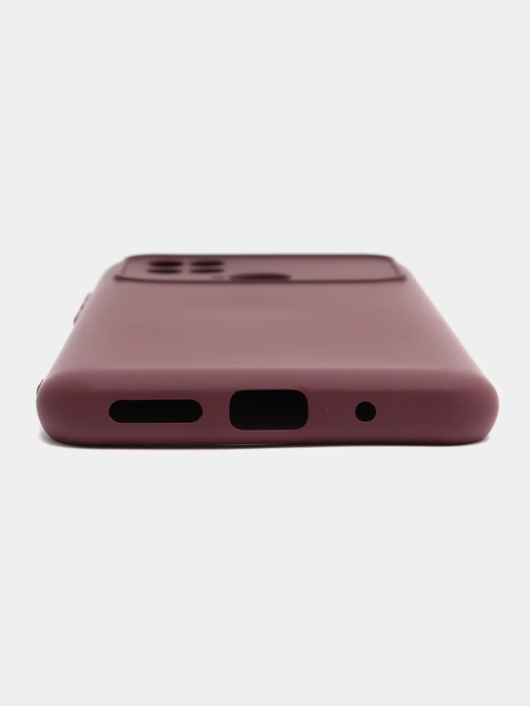 Бордовый силиконовый чехол на Xiaomi Poco C40 ( Сяоми Поко С40 ) прозрачный , защита камеры