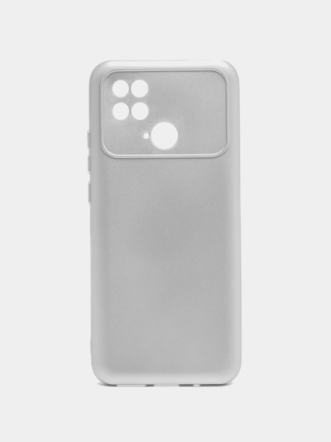 Серебряный силиконовый чехол на Xiaomi Poco C40 ( Сяоми Поко С40 ) прозрачный , защита камеры