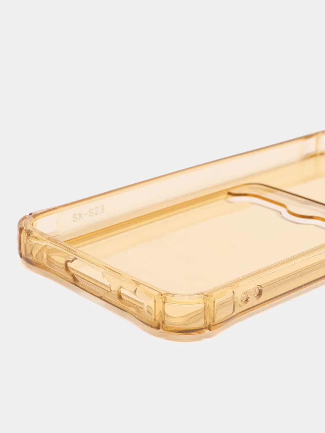 Золотой чехол для Samsung Galaxy S23 (Самсунг Галакси С23), с карманом, прозрачный
