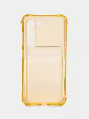 Золотой чехол для Samsung Galaxy S23 (Самсунг Галакси С23), с карманом, прозрачный