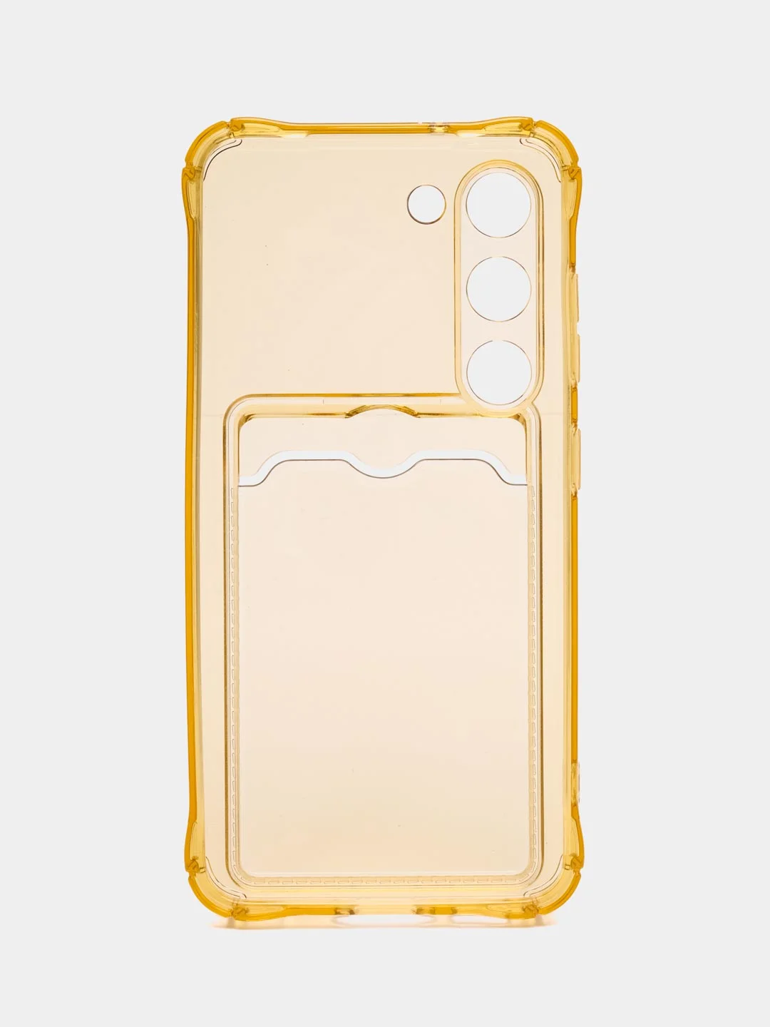 Золотой чехол для Samsung Galaxy S23 (Самсунг Галакси С23), с карманом, прозрачный