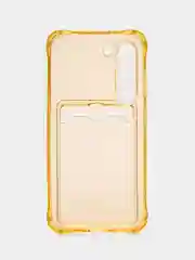 Золотой чехол для Samsung Galaxy S23 (Самсунг Галакси С23), с карманом, прозрачный