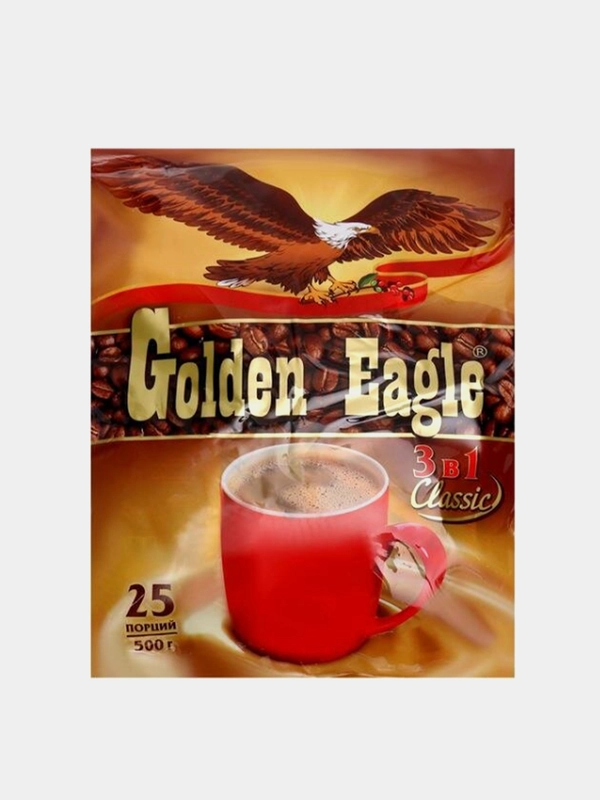 Кофейный напиток Golden Eagle 3 в 1, быстрорастворимый, 25 штук по 20 г