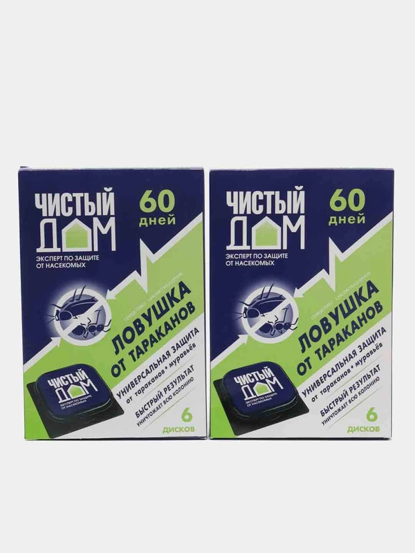 Ловушка от тараканов "Чистый дом", 6 дисков, 2 упаковки