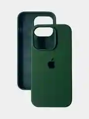 Тёмно-зелёный чехол iPhone, Айфон 11, 13, 14, 15, Про Макс, Pro Max, силиконовый Silicone Case
