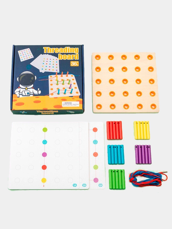 Игра-головоломка Доска для шнуровки узоров, развитие мелкой моторики рук, логики