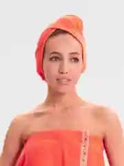 Коралловый набор для бани и сауны, махровый, женский, 3 элемента, натуральный хлопок