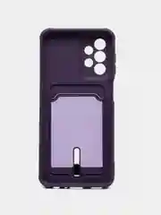Пурпурный чехол Samsung Galaxy A23, Самсунг Галакси А23 силиконовый с карманом для карты