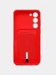 Красный чехол для Samsung Galaxy S23 Plus, Самсунг С23 Плюс силиконовый, с карманом для карты