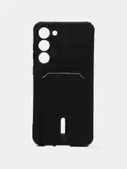 Черный чехол для Samsung Galaxy S23 Plus, Самсунг С23 Плюс силиконовый, с карманом для карты