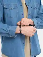 Черный мужской браслет с крестом
