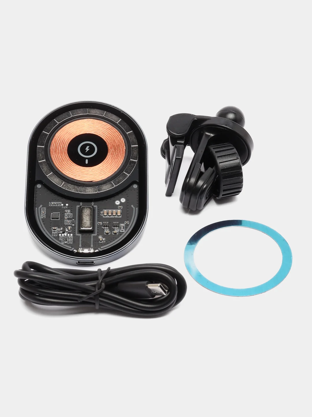 Автомобильный держатель с функцией беспроводной зарядки для iPhone, android, 15W