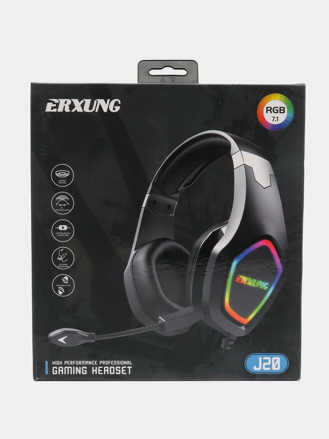 Игровые наушники проводные с микрофоном ERXUNG J20 7.1, RGB подсветка