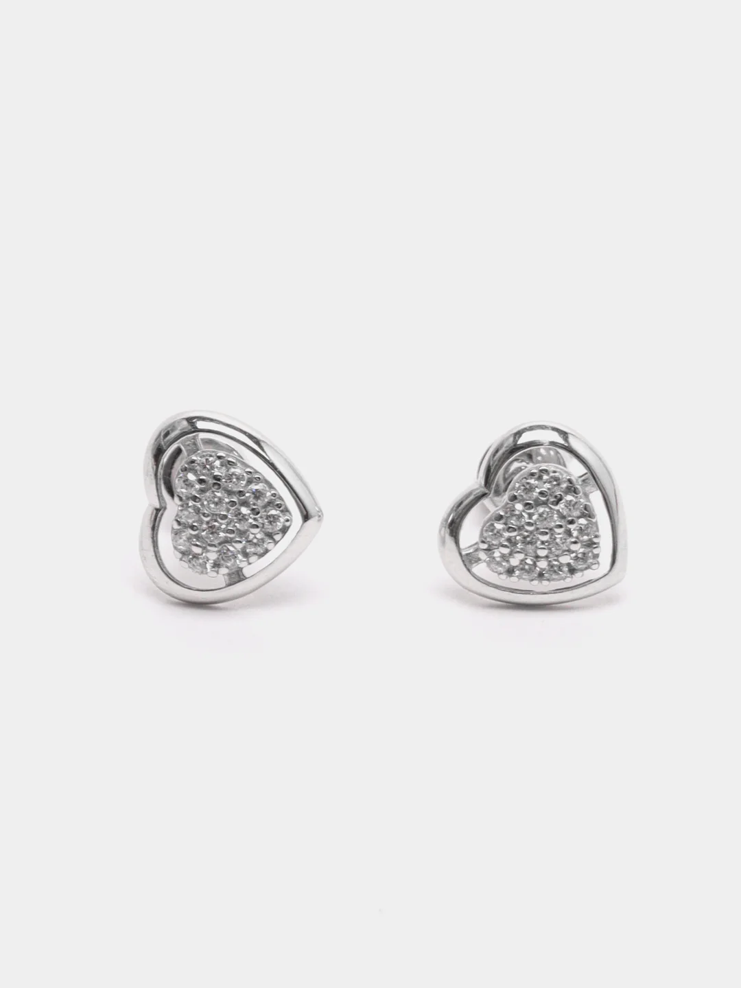 Белый серьги-гвоздики, из серебра