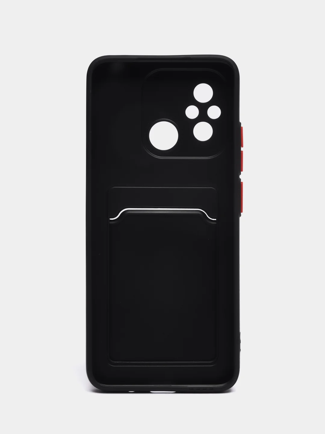 Черный чехол для Xiaomi Redmi 12C (Сяоми Редми 12С) с карманом для карт, черный