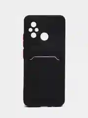 Черный чехол для Xiaomi Redmi 12C (Сяоми Редми 12С) с карманом для карт, черный