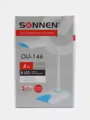 Настольная лампа светильник SONNEN OU-146, на подставке, светодиодная, 4 Вт, белый/синий