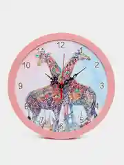 Розовый алмазная мозаика Настенные часы Слон, Жирафы, Птица феникс