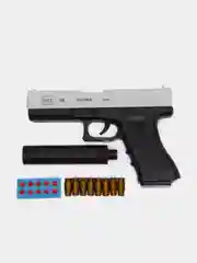 Черный глок игрушечный пистолет, водный и перезаряжаемый, с гильзами и мягкими пулями