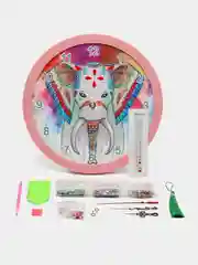 Красный алмазная мозаика Настенные часы Слон, Жирафы, Птица феникс