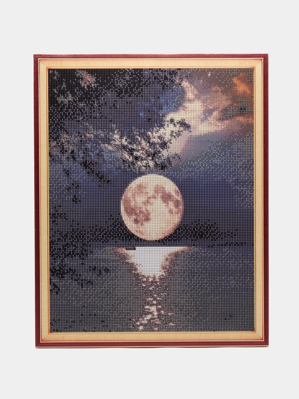 Алмазная мозаика вышивка "Луна над морем". 40*50.Полная выкладка на подрамнике