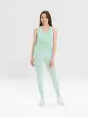 Лайм спортивный женский костюм: топ и лосины с высокой посадкой