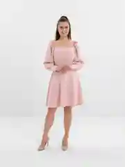 Розовый платье женское, длинный рукав, на пуговицах