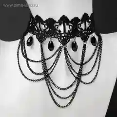 Чокер "Госпожа", ажур и цепочки, цвет чёрный, 30 см