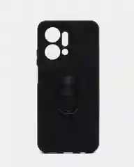 Черный чехол Huawei Honor X7a, Хуавей Хонор Х7а противоударный с металлической подставкой кольцом