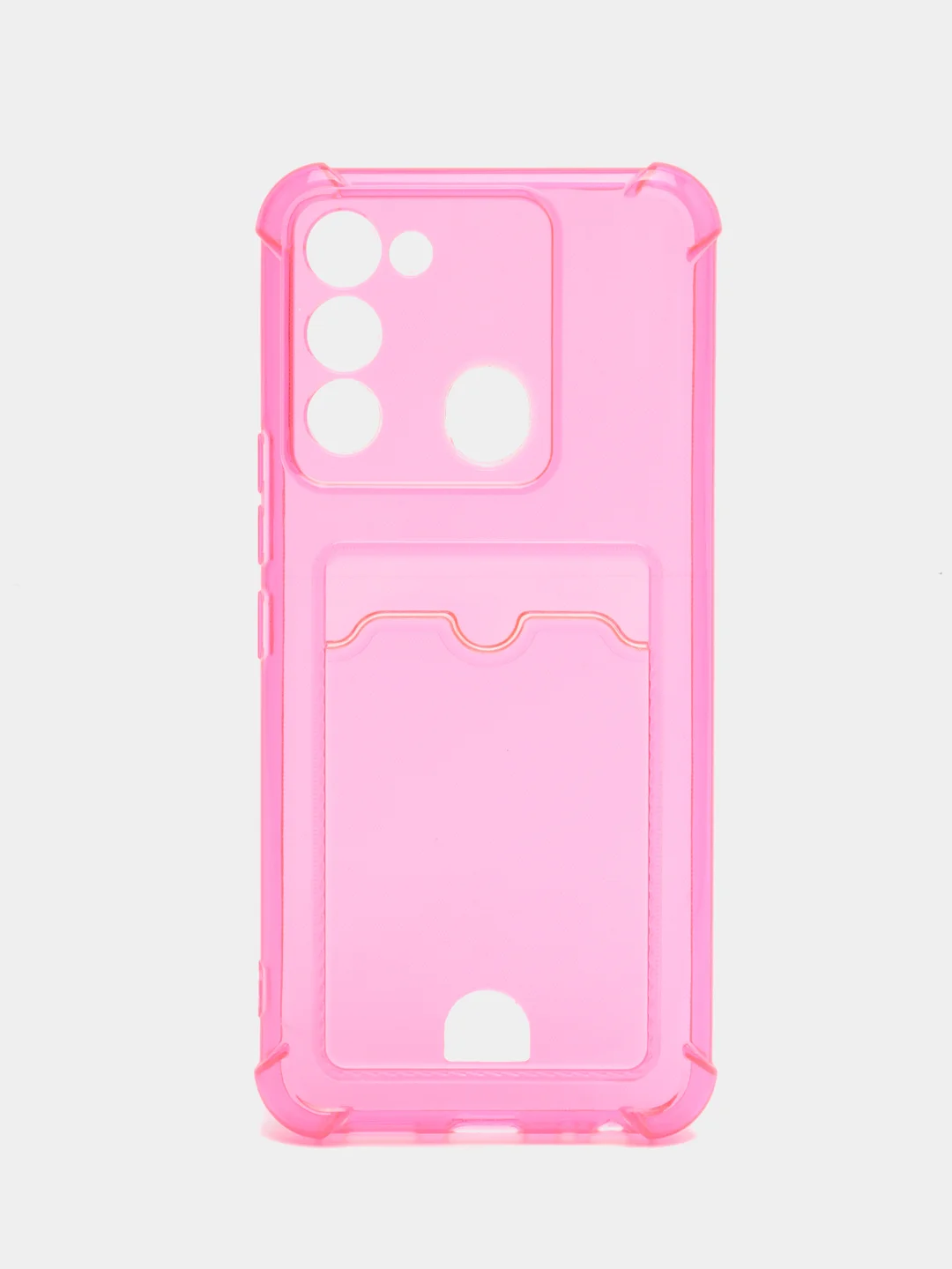Фуксия чехол для Tecno Spark GO 2022, Tecno Spark 8C, прозрачный с карманом для карты