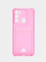 Фуксия чехол для Tecno Spark GO 2022, Tecno Spark 8C, прозрачный с карманом для карты