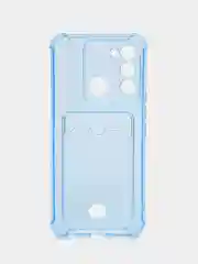 Голубой чехол для Tecno Spark GO 2022, Tecno Spark 8C, прозрачный с карманом для карты