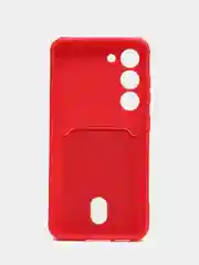 Коралловый чехол для Samsung Galaxy S23 (Самсунг Галакси С23) силиконовый, с карманом для карты