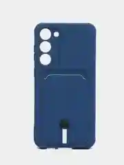 Синий чехол для Samsung Galaxy S23 Plus, Самсунг С23 Плюс силиконовый, с карманом для карты